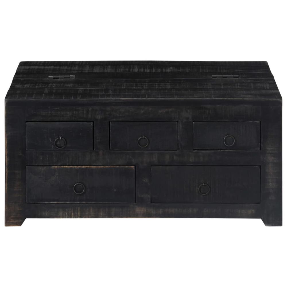 vidaXL Coffee Table Black 25.6"x25.6"x11.8" Solid Mango Wood, 247986. Picture 5