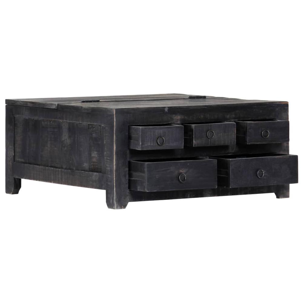 vidaXL Coffee Table Black 25.6"x25.6"x11.8" Solid Mango Wood, 247986. Picture 6