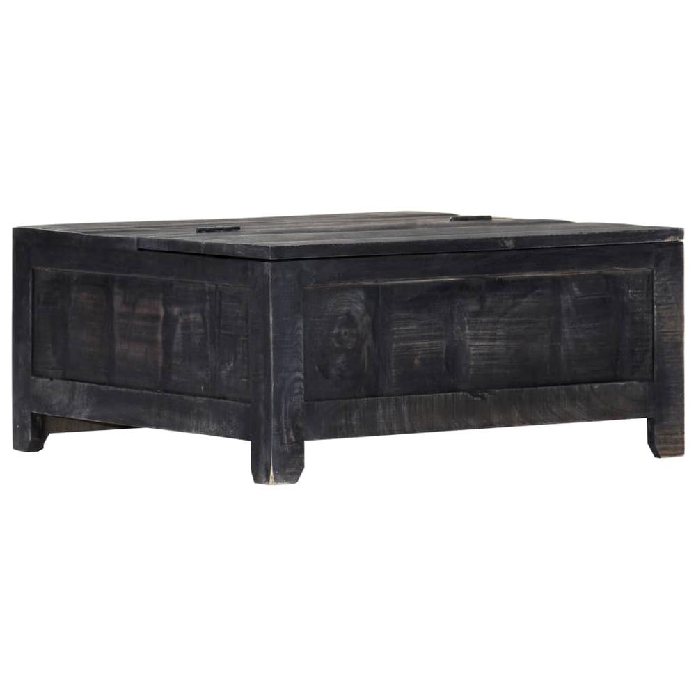 vidaXL Coffee Table Black 25.6"x25.6"x11.8" Solid Mango Wood, 247986. Picture 7
