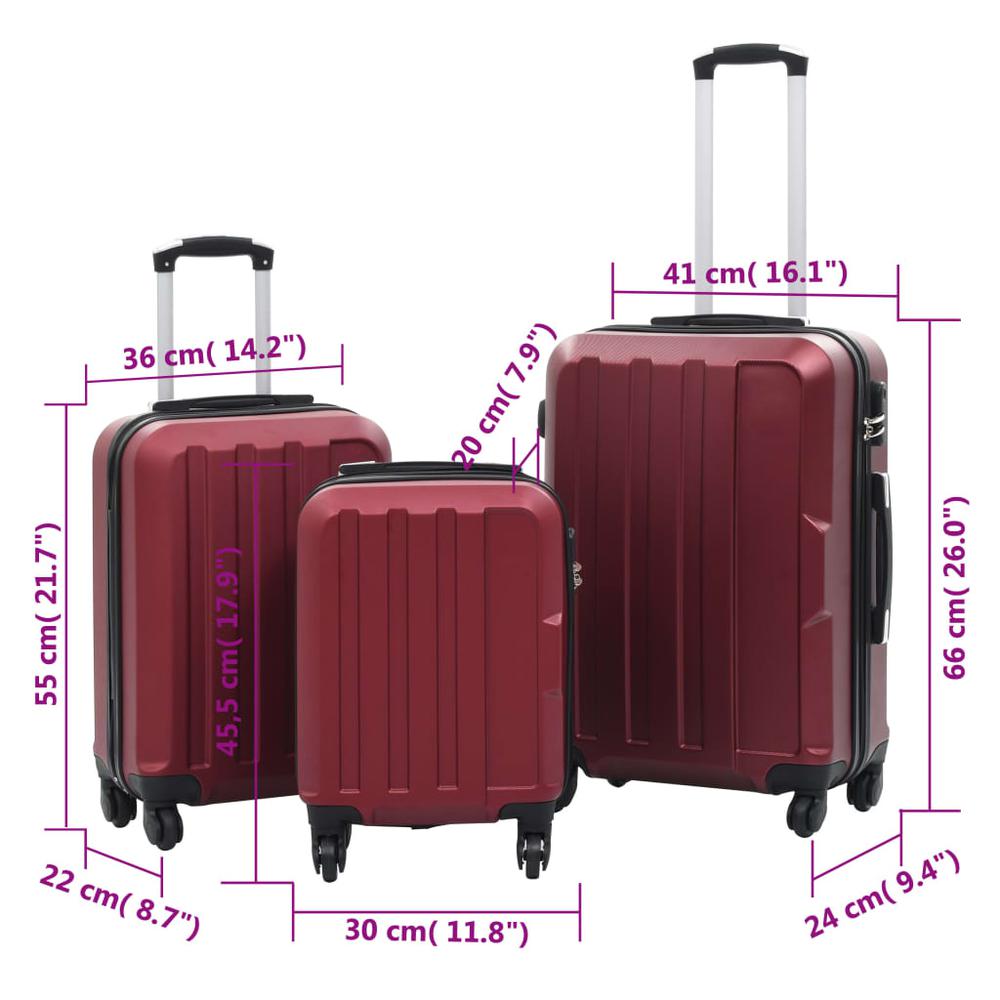 Hardcase Trolley Set 3 pcs Wine Red ABS. Picture 8