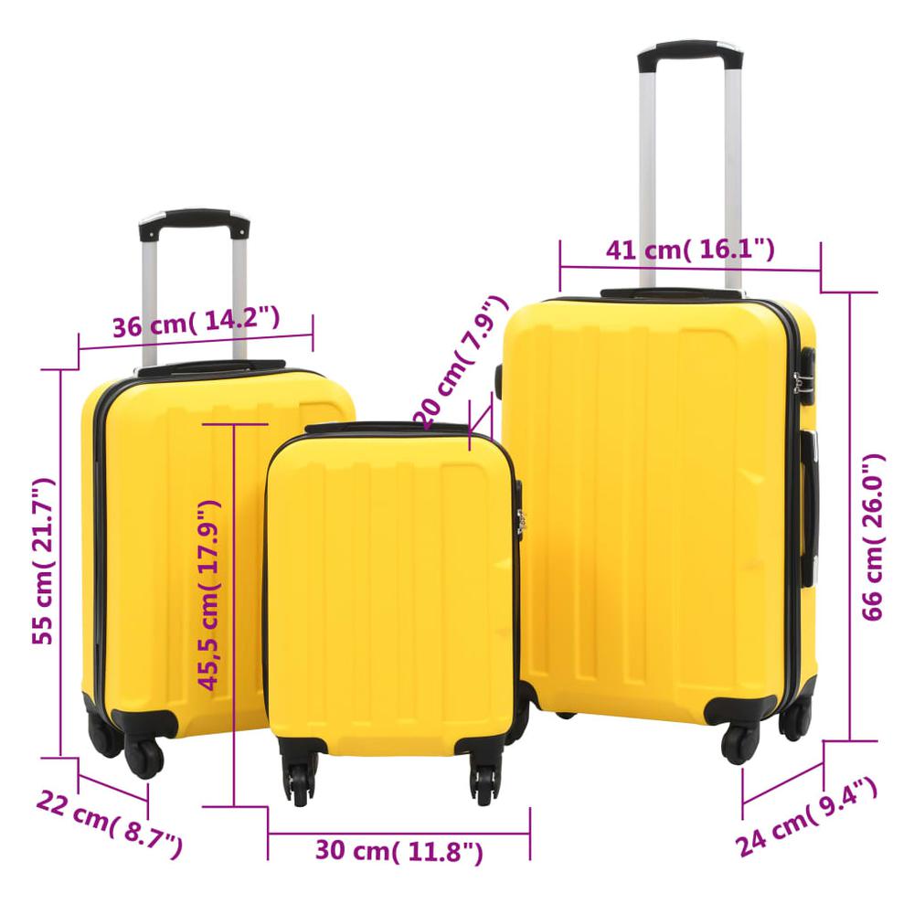 Hardcase Trolley Set 3 pcs Yellow ABS. Picture 8