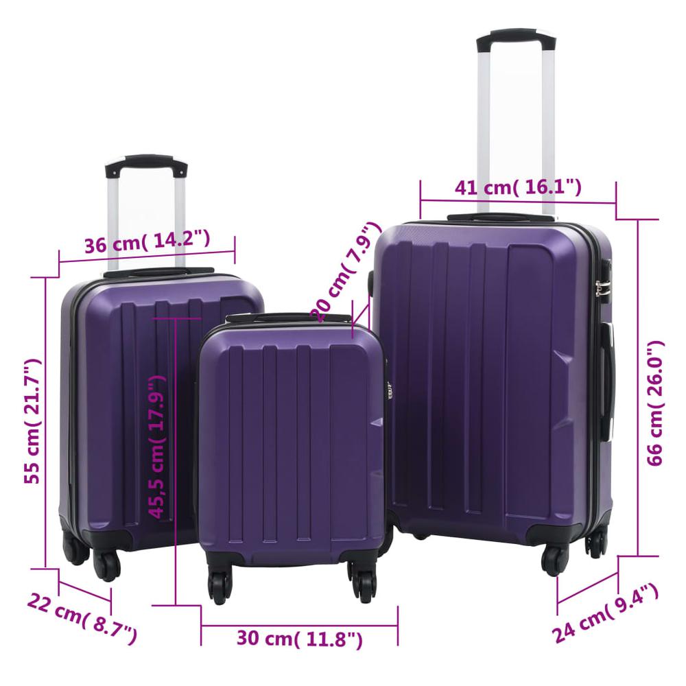 Hardcase Trolley Set 3 pcs Purple ABS. Picture 8
