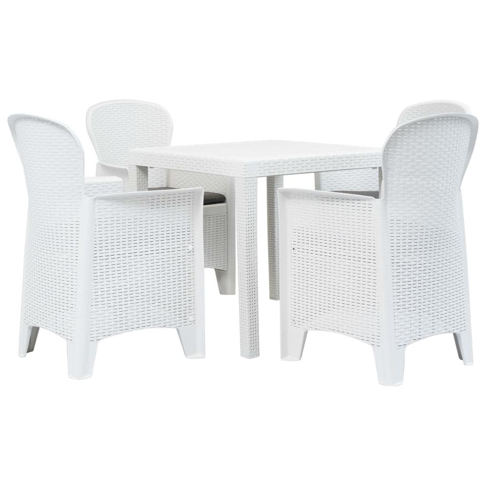 vidaXL 5 Piece Outdoor Dining Set Plastic White Rattan Look, 276108. The main picture.