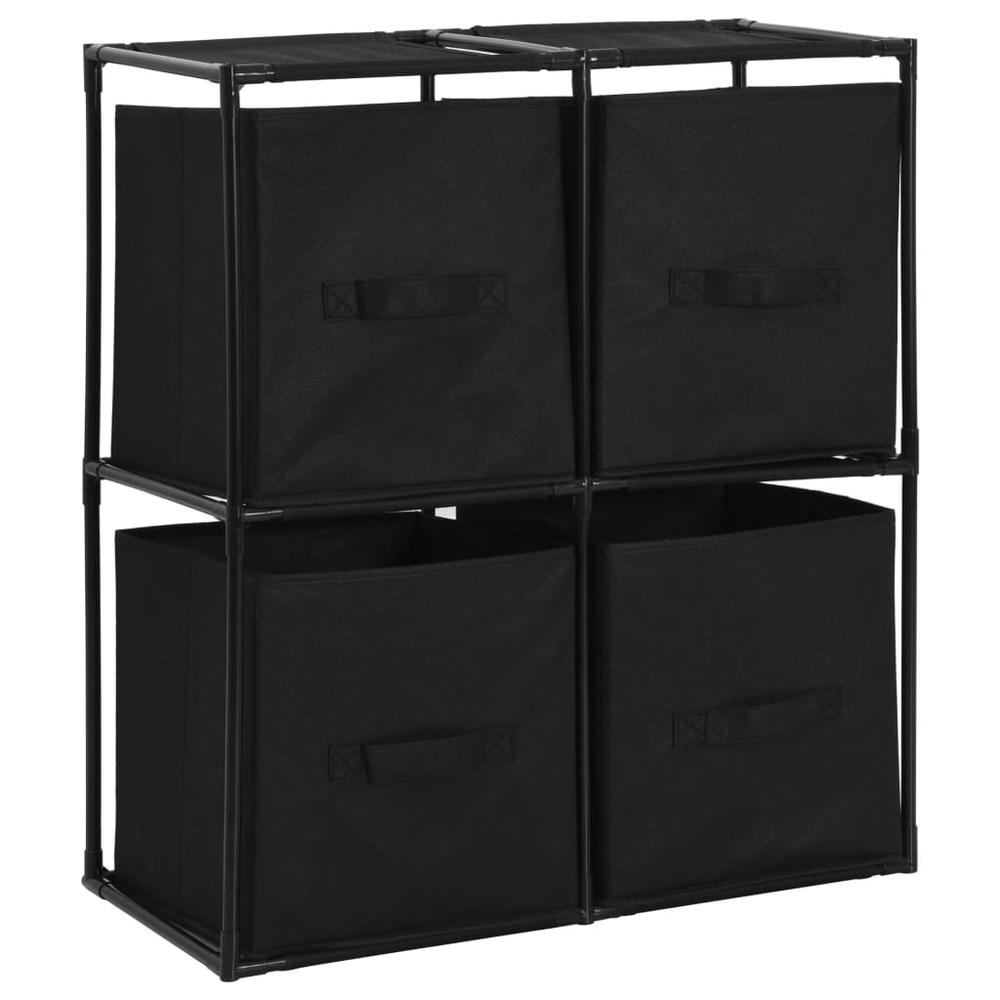 Storage Cabinet with 4 Fabric Baskets Black 24.8"x11.8"x28" Steel. Picture 1