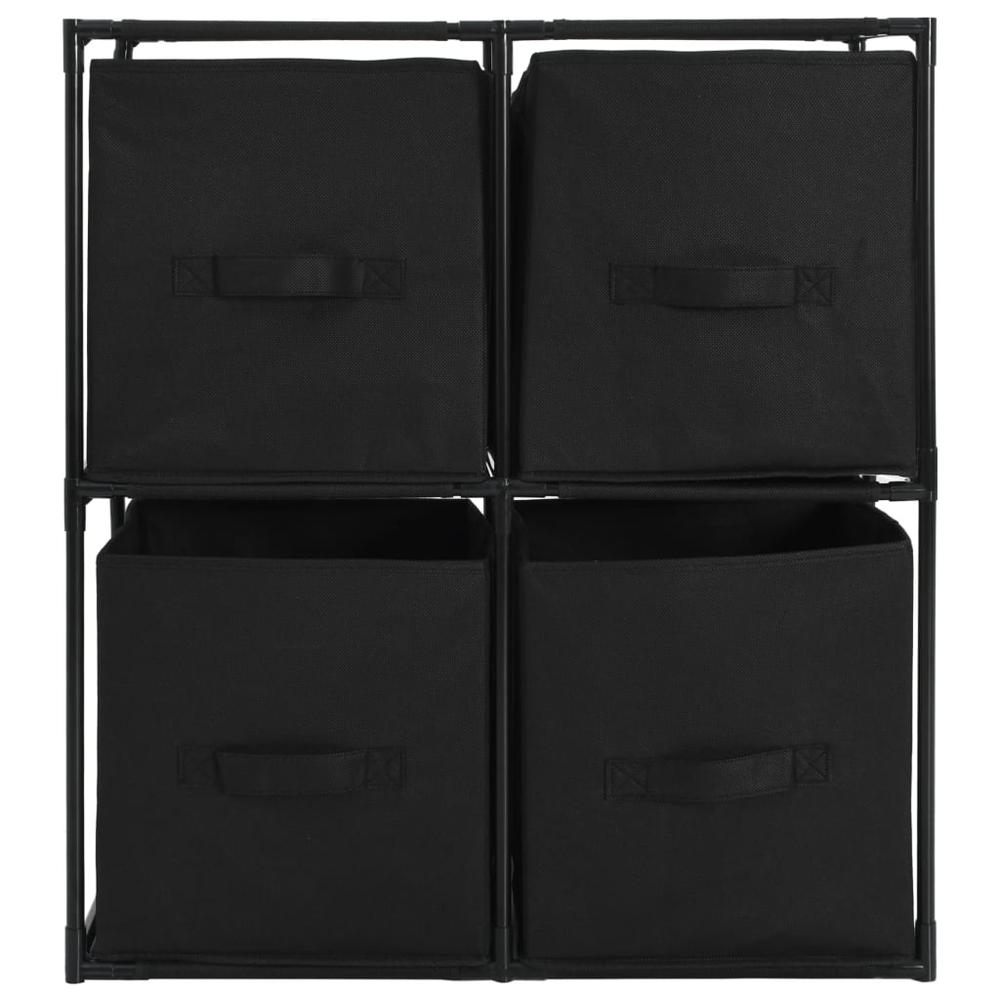 Storage Cabinet with 4 Fabric Baskets Black 24.8"x11.8"x28" Steel. Picture 2