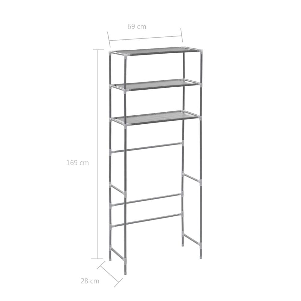 3-Tier Storage Rack over Laundry Machine Silver 27.2"x11"x66.5". Picture 7
