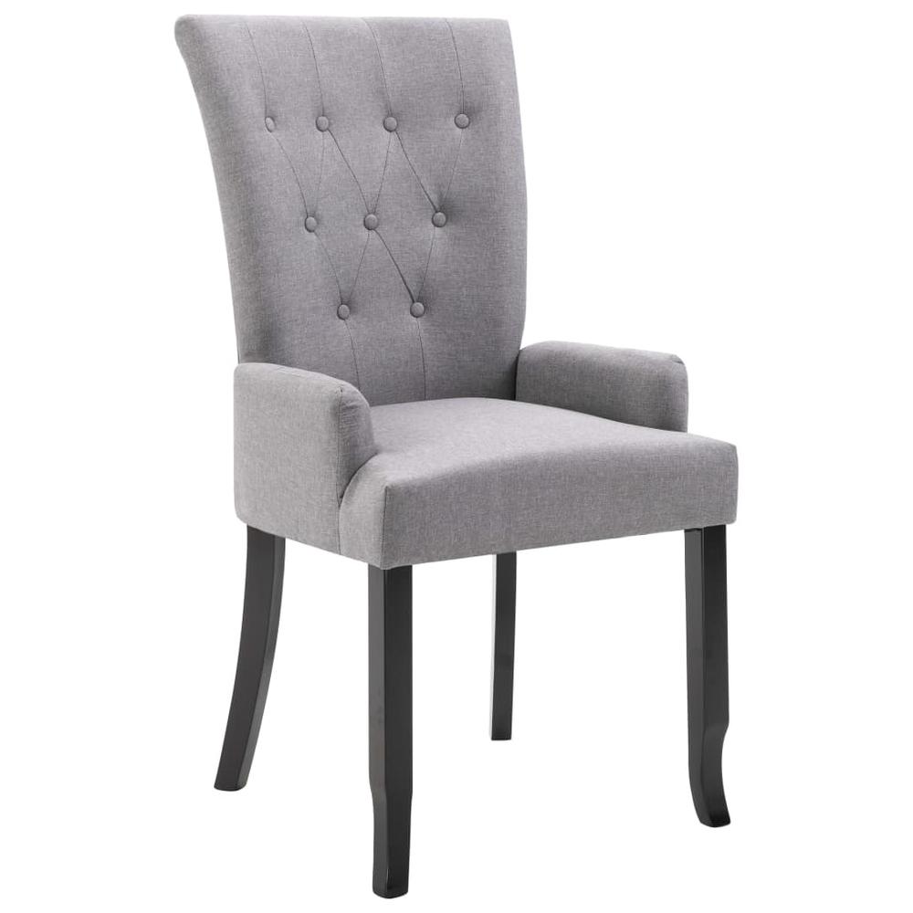 Dining Chair with Armrests Light Gray Fabric. Picture 1