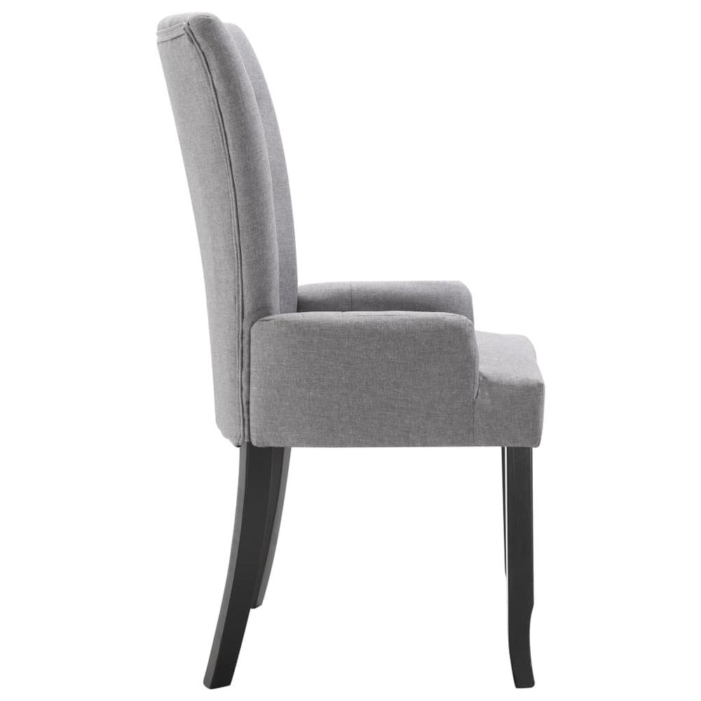 Dining Chair with Armrests Light Gray Fabric. Picture 2