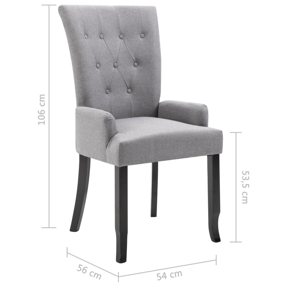 Dining Chair with Armrests Light Gray Fabric. Picture 7