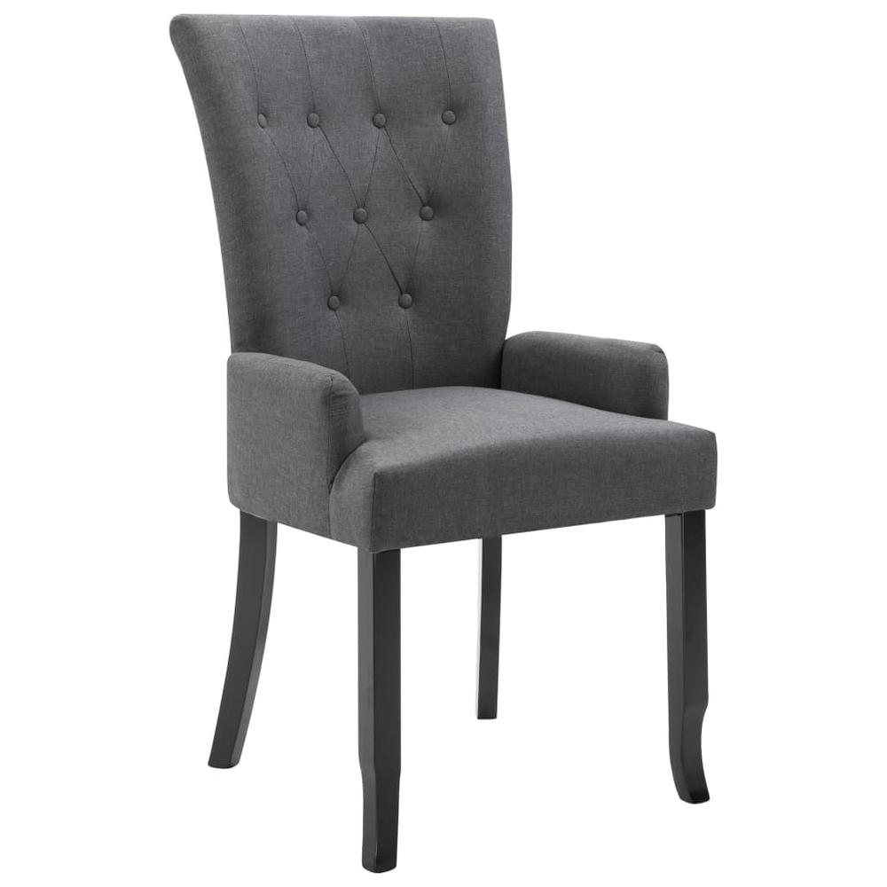Dining Chair with Armrests Dark Gray Fabric. Picture 1