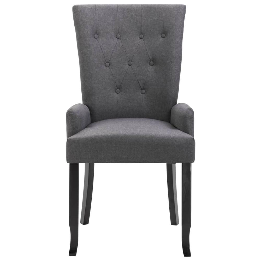 Dining Chair with Armrests Dark Gray Fabric. Picture 2