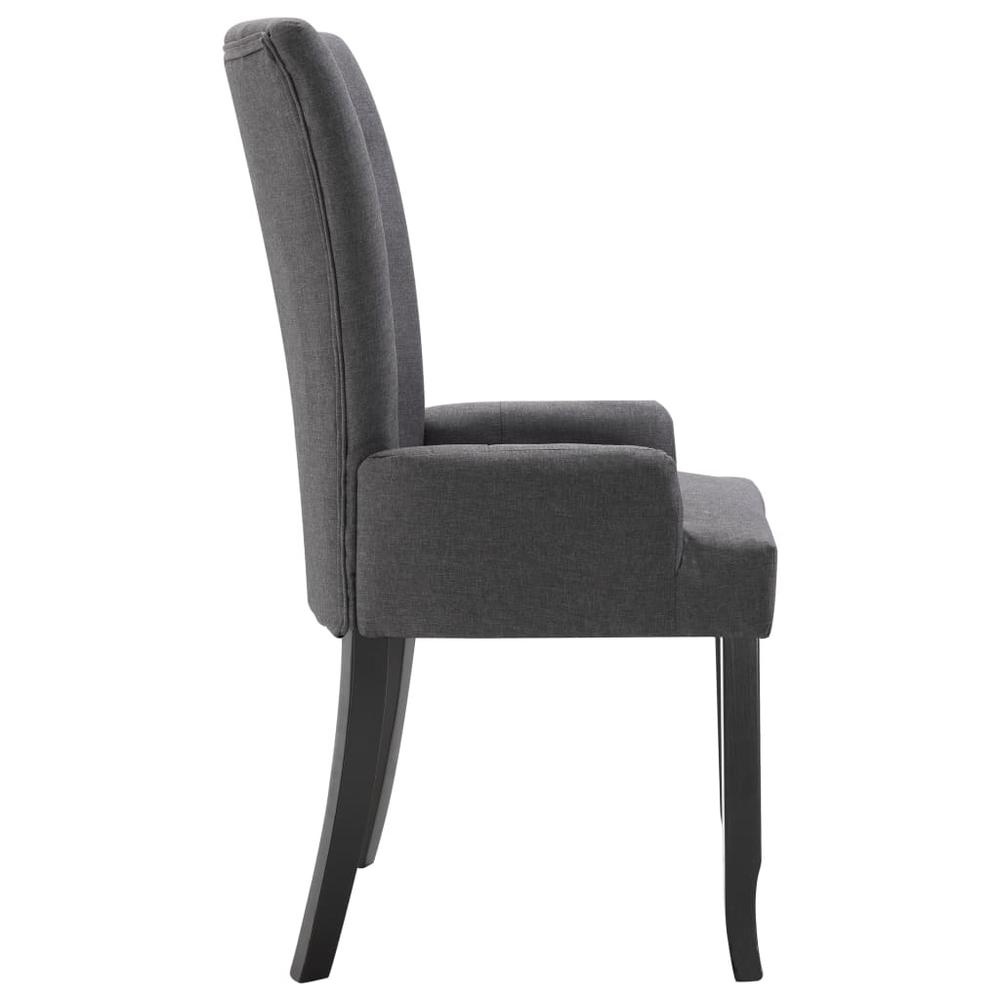 Dining Chair with Armrests Dark Gray Fabric. Picture 3