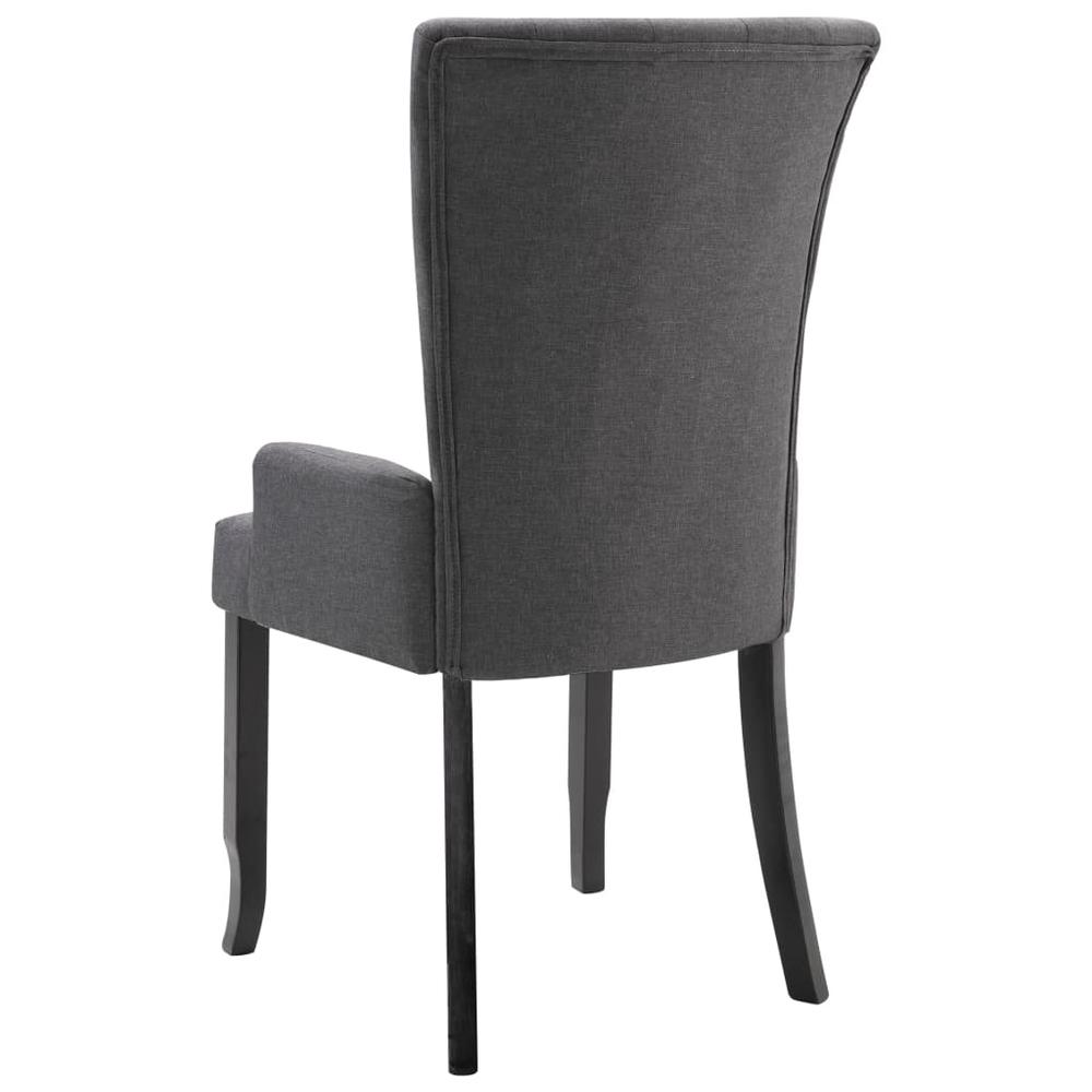 Dining Chair with Armrests Dark Gray Fabric. Picture 4