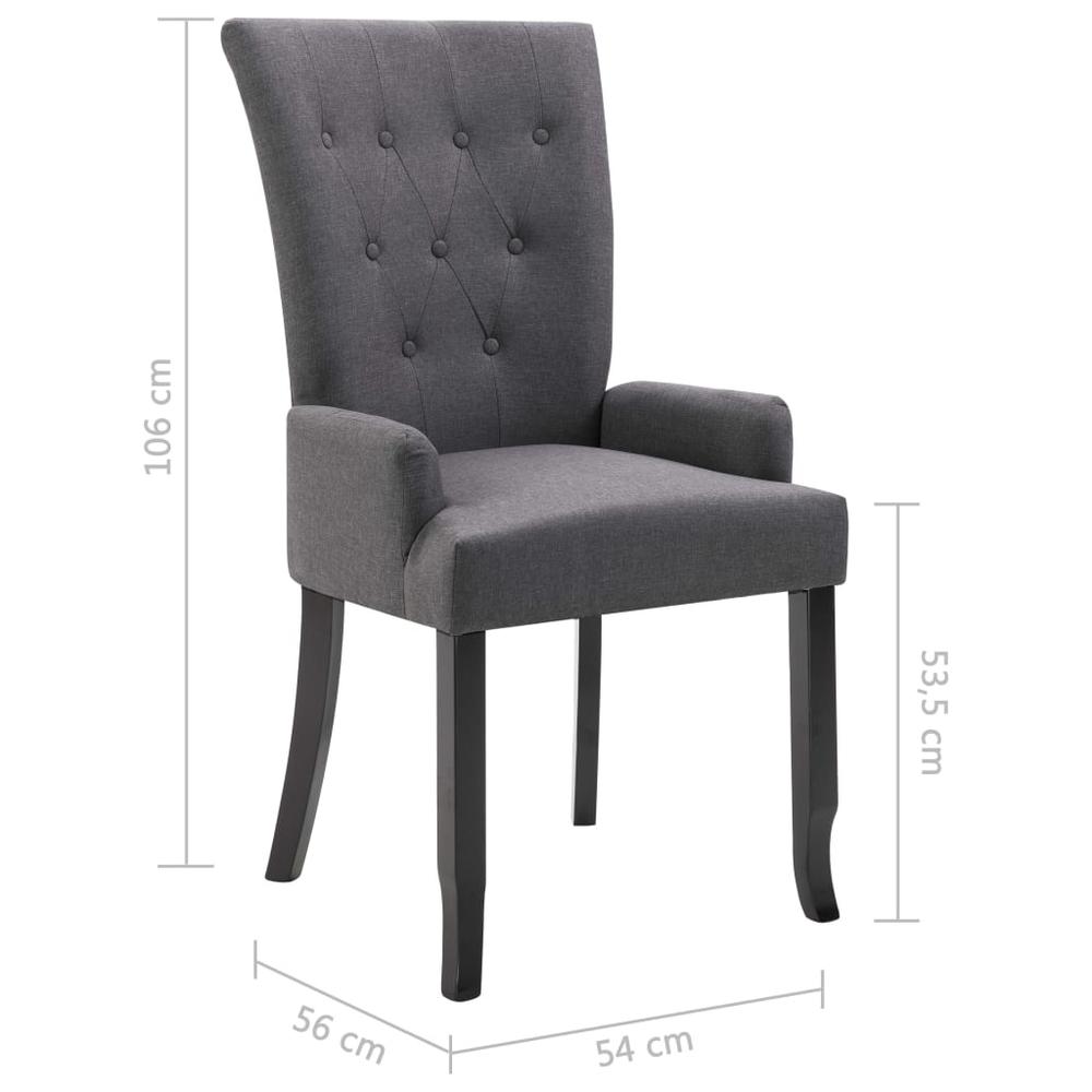 Dining Chair with Armrests Dark Gray Fabric. Picture 7
