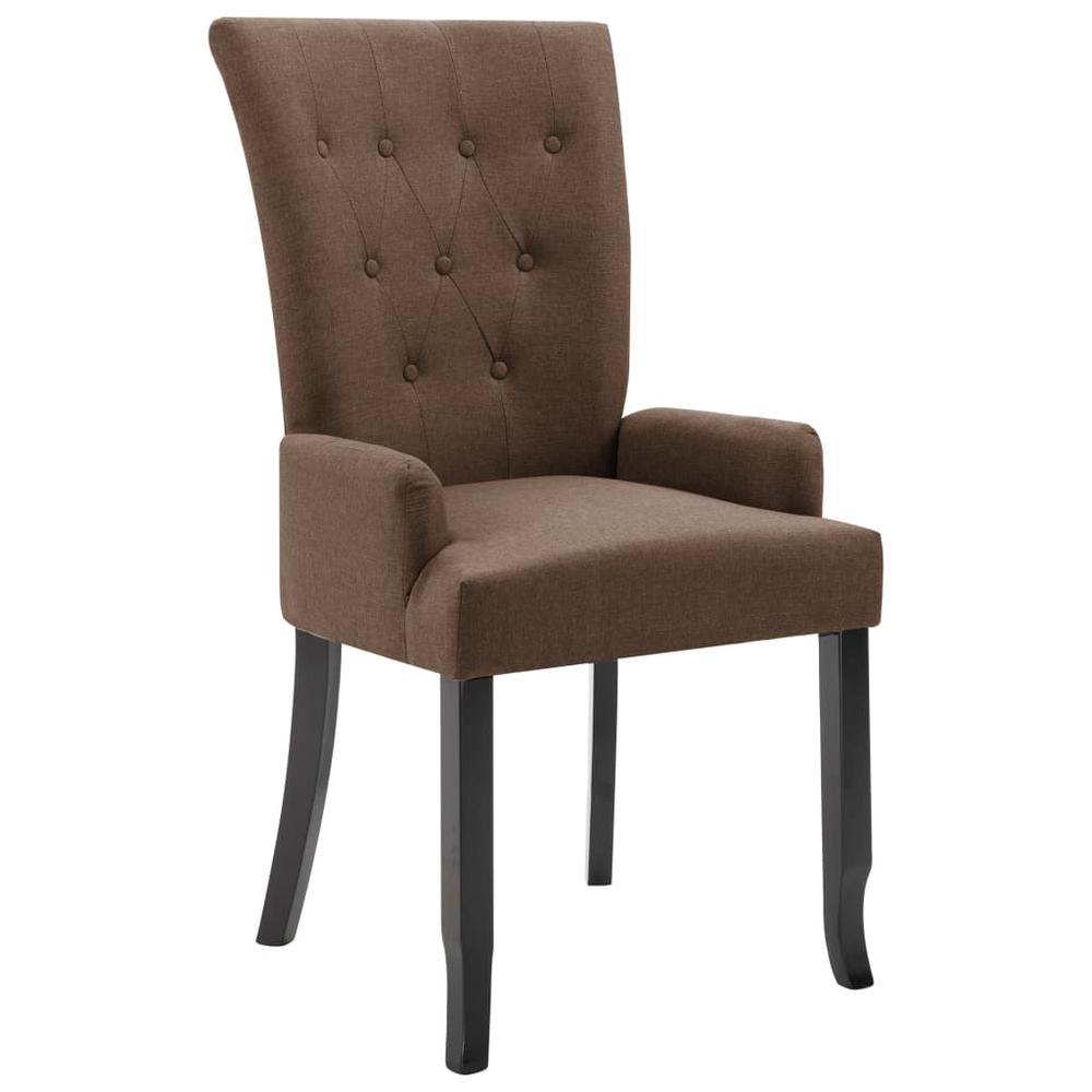 Dining Chair with Armrests Brown Fabric. Picture 1