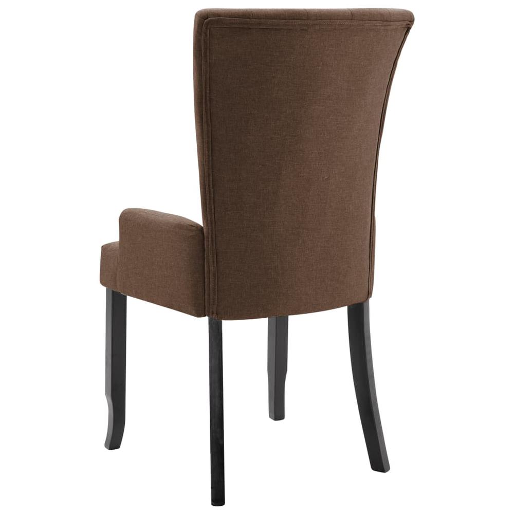 Dining Chair with Armrests Brown Fabric. Picture 4