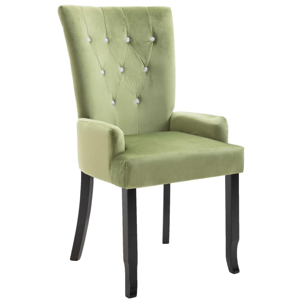 Dining Chair with Armrests Light Green Velvet. Picture 1