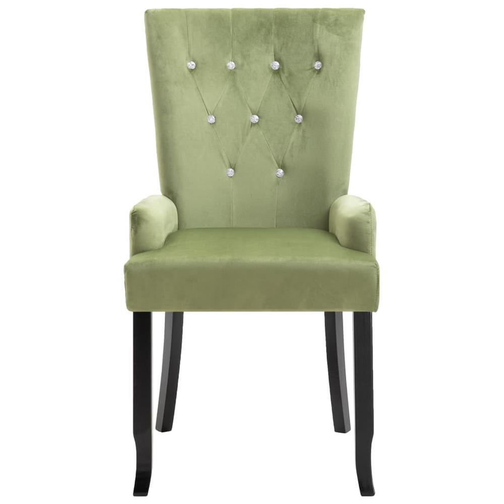 Dining Chair with Armrests Light Green Velvet. Picture 2