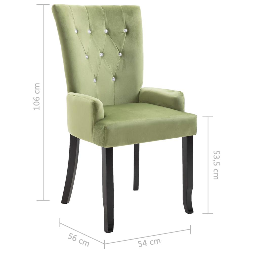 Dining Chair with Armrests Light Green Velvet. Picture 7