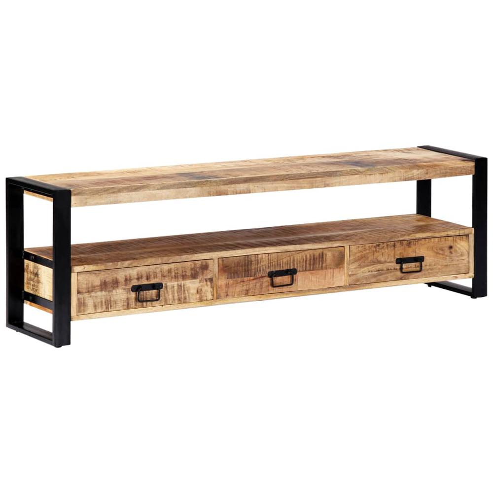 vidaXL TV Cabinet 59.1"x11.8"x17.7" Solid Mango Wood, 247906. Picture 1