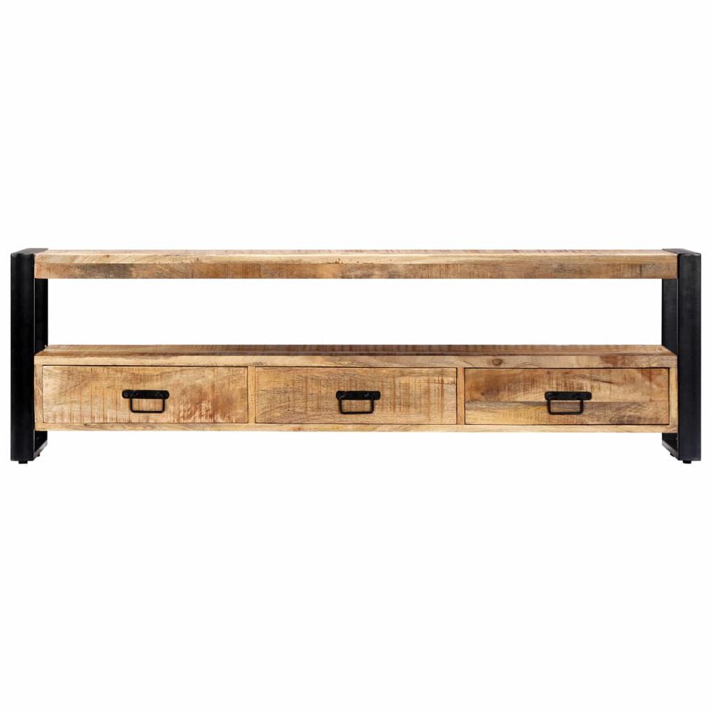 vidaXL TV Cabinet 59.1"x11.8"x17.7" Solid Mango Wood, 247906. Picture 2