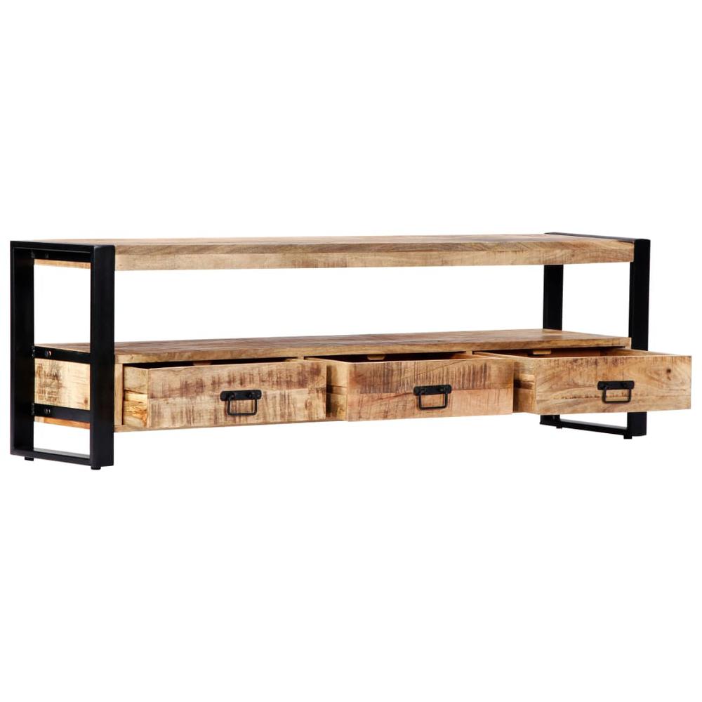 vidaXL TV Cabinet 59.1"x11.8"x17.7" Solid Mango Wood, 247906. Picture 4