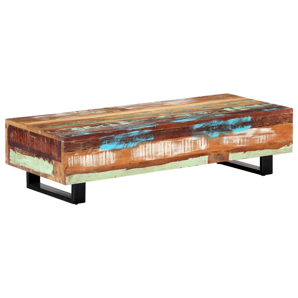 vidaXL Coffee Table 47.2"x19.7"x11.8" Solid Reclaimed Wood and Steel, 247912. Picture 1