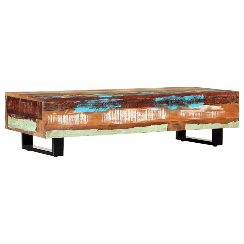 vidaXL Coffee Table 47.2"x19.7"x11.8" Solid Reclaimed Wood and Steel, 247912. Picture 4