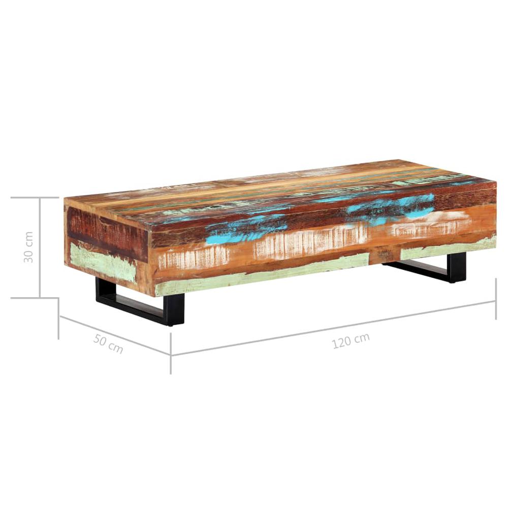 vidaXL Coffee Table 47.2"x19.7"x11.8" Solid Reclaimed Wood and Steel, 247912. Picture 6