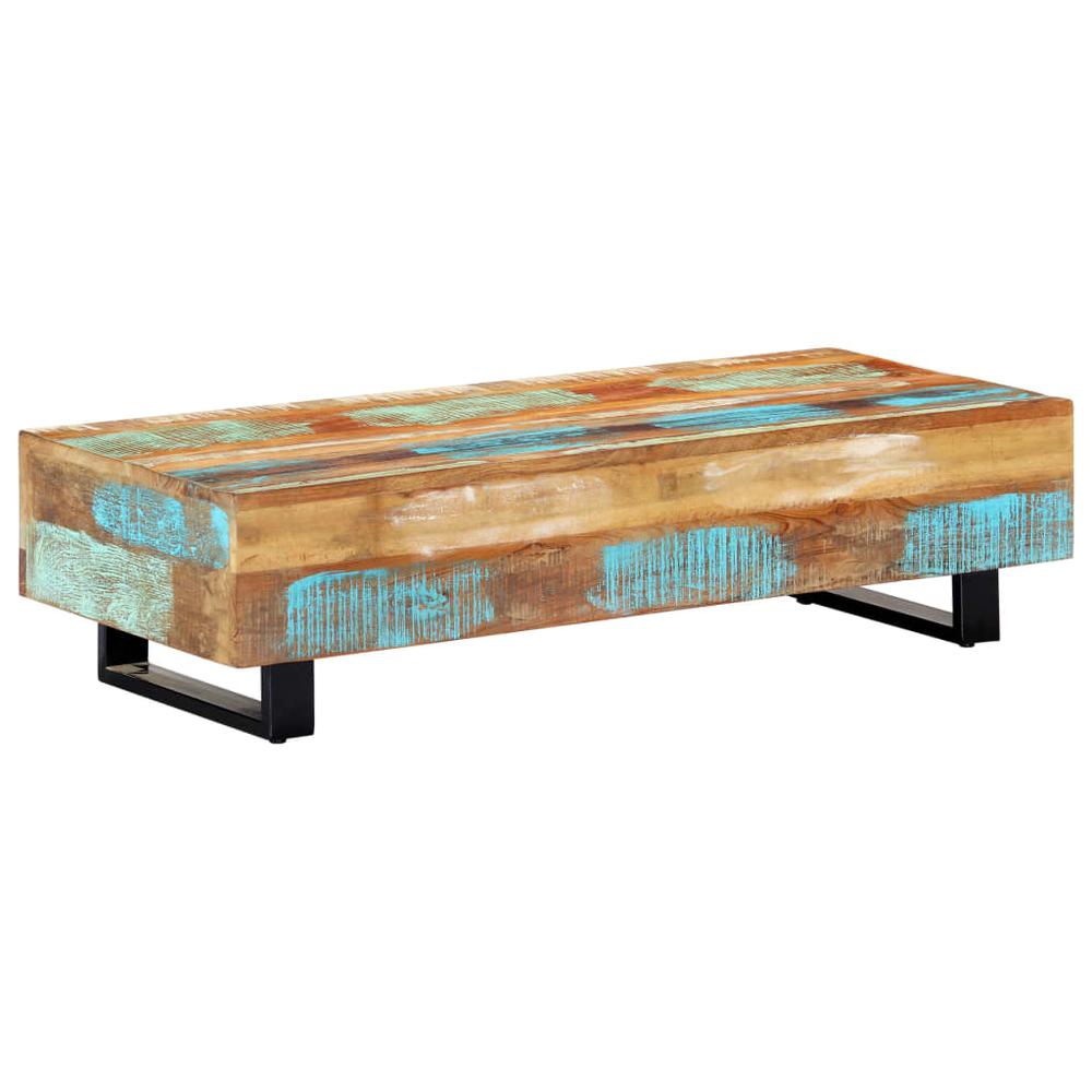 vidaXL Coffee Table 47.2"x19.7"x11.8" Solid Reclaimed Wood and Steel, 247912. Picture 7