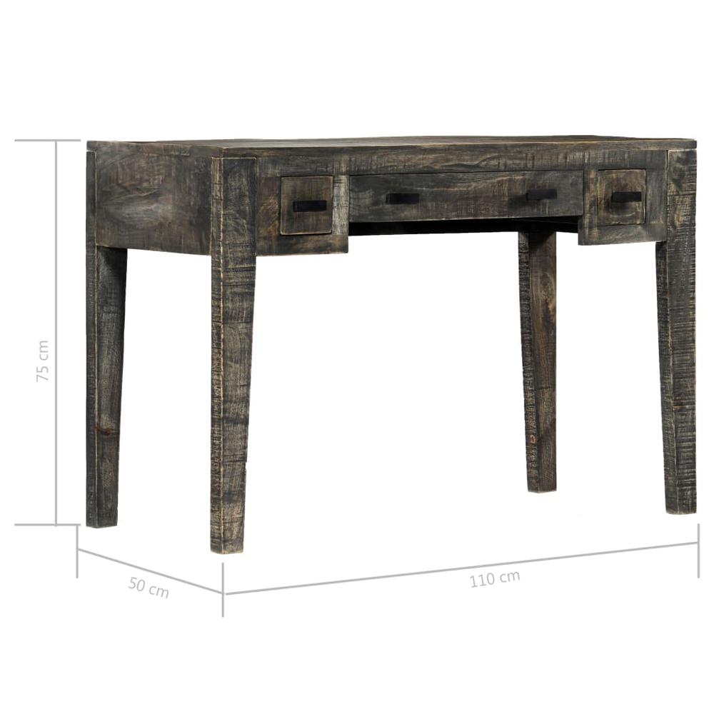 vidaXL Desk Black 43.3"x19.7"x29.5" Solid Mango Wood, 247913. Picture 6