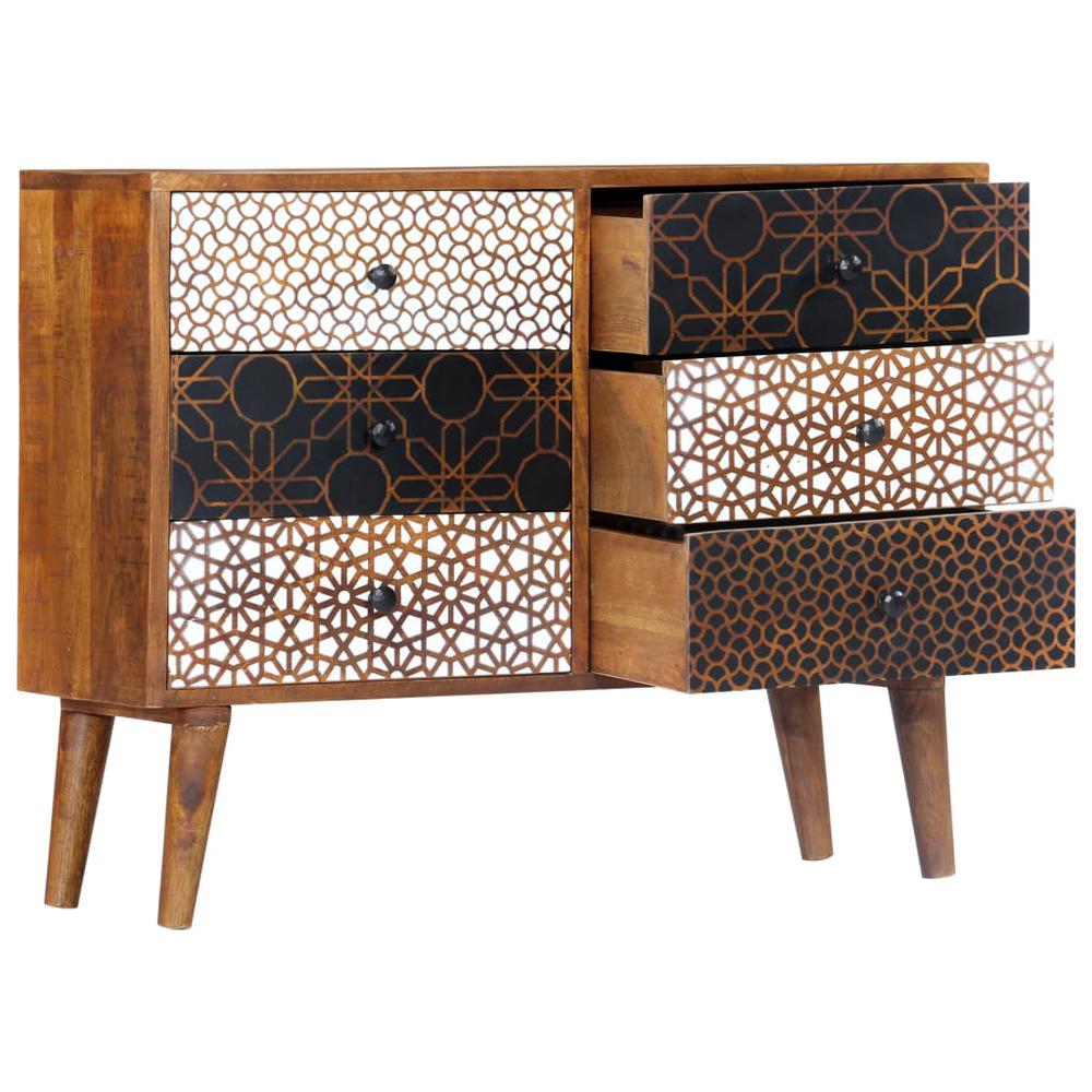 vidaXL Sideboard with Printed Pattern 35.4"x11.8"x27.6" Solid Mango Wood, 247916. Picture 3