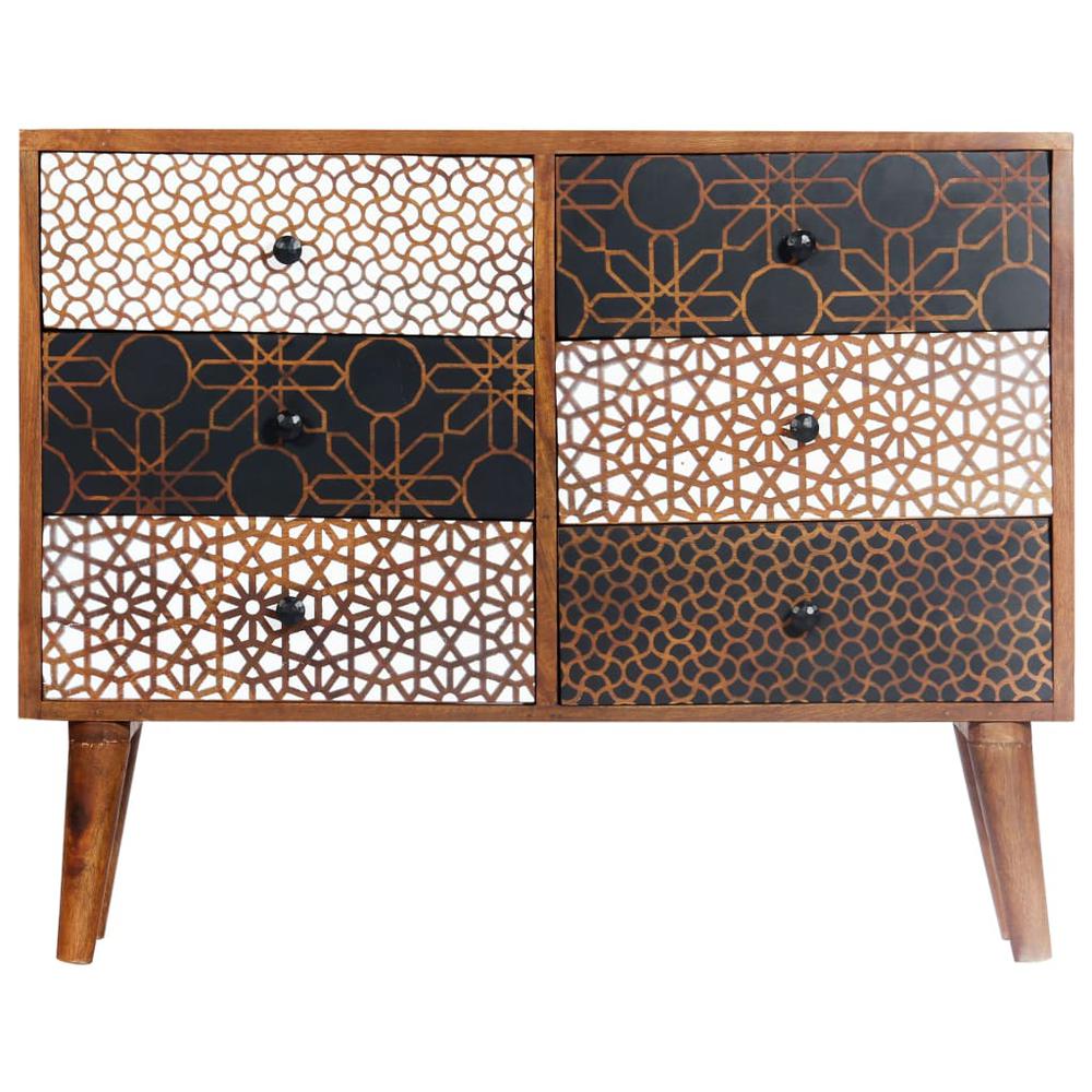 vidaXL Sideboard with Printed Pattern 35.4"x11.8"x27.6" Solid Mango Wood, 247916. Picture 5