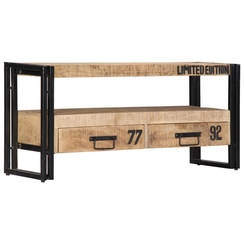 vidaXL TV Cabinet 39.4"x11.8"x17.7" Solid Mango Wood, 249858. Picture 7