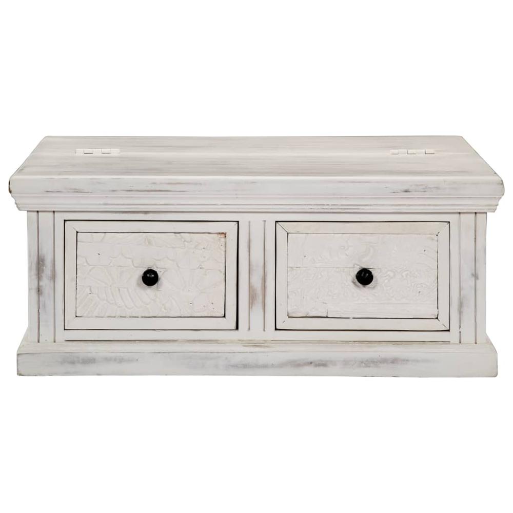 vidaXL Coffee Table White 27.6"x27.6"x11.8" Solid Mango Wood, 249872. Picture 4
