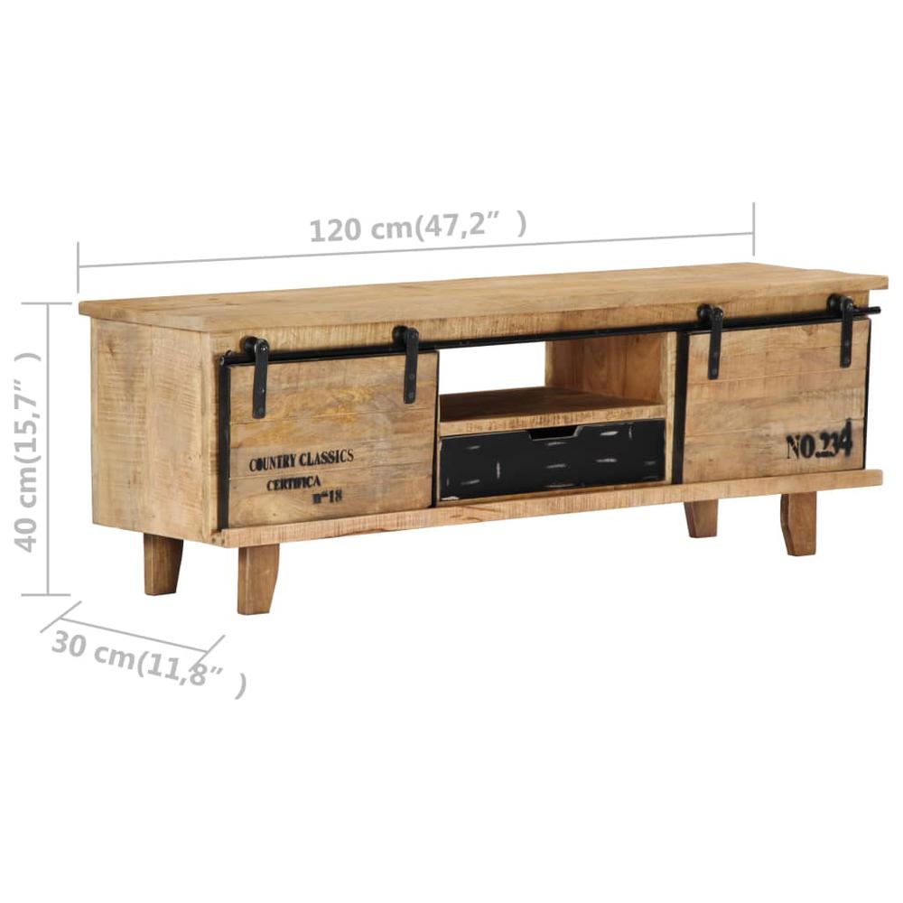 vidaXL TV Cabinet 47.2"x11.8"x15.7" Solid Mango Wood, 249873. Picture 6