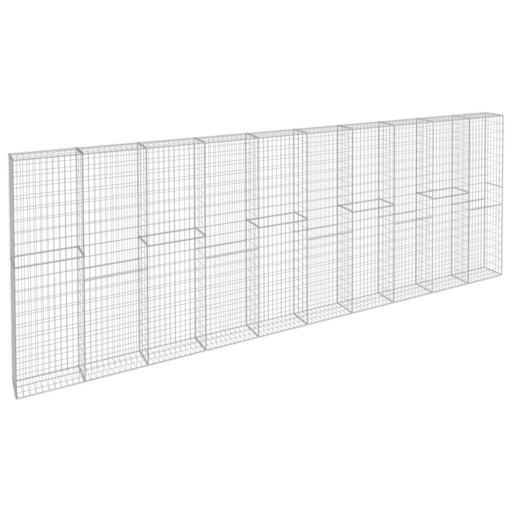 vidaXL Gabion Wall with Covers Galvanised Steel 236.2"x11.8"x78.7", 144915. Picture 3