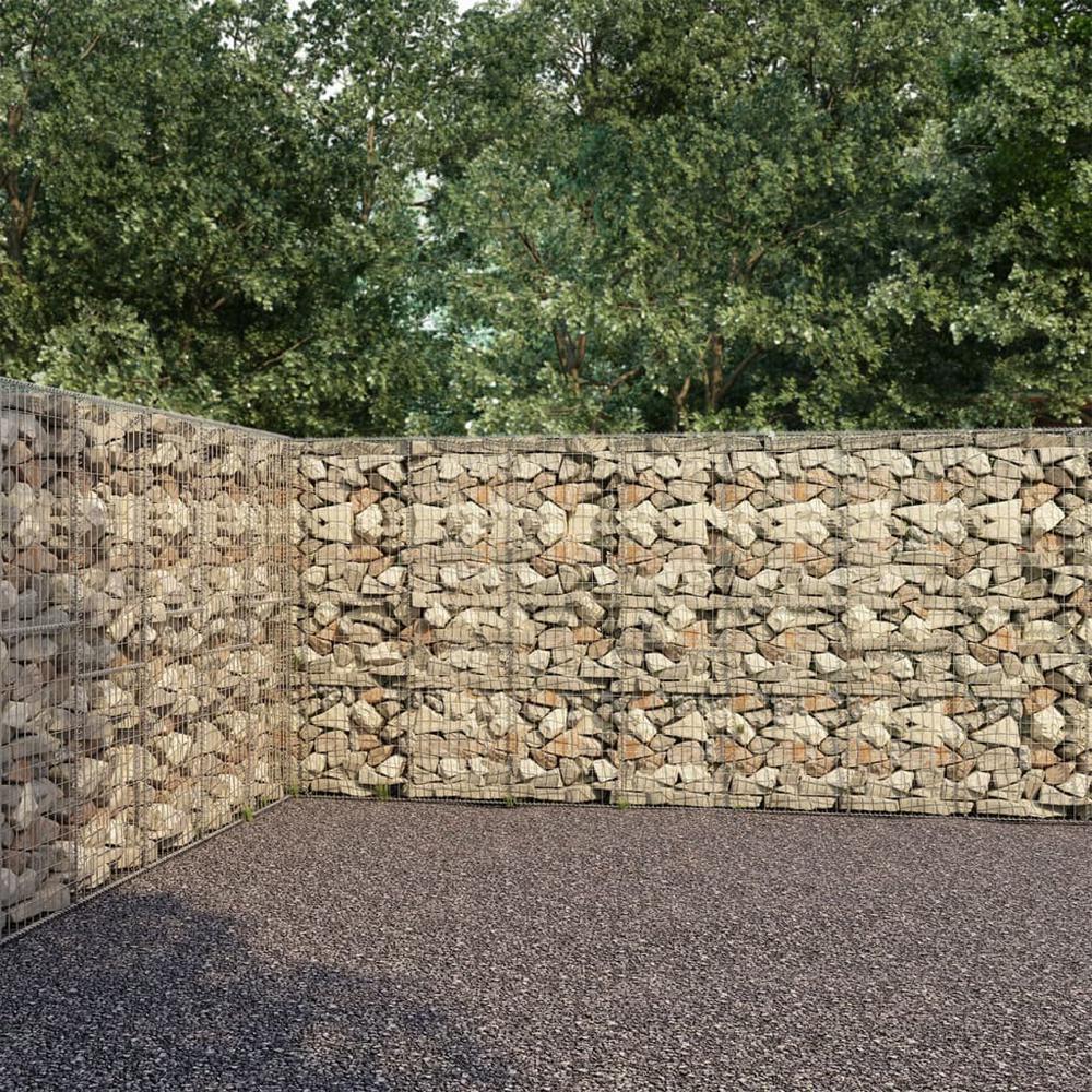 vidaXL Gabion Wall with Covers Galvanised Steel 236.2"x11.8"x78.7", 144915. Picture 1