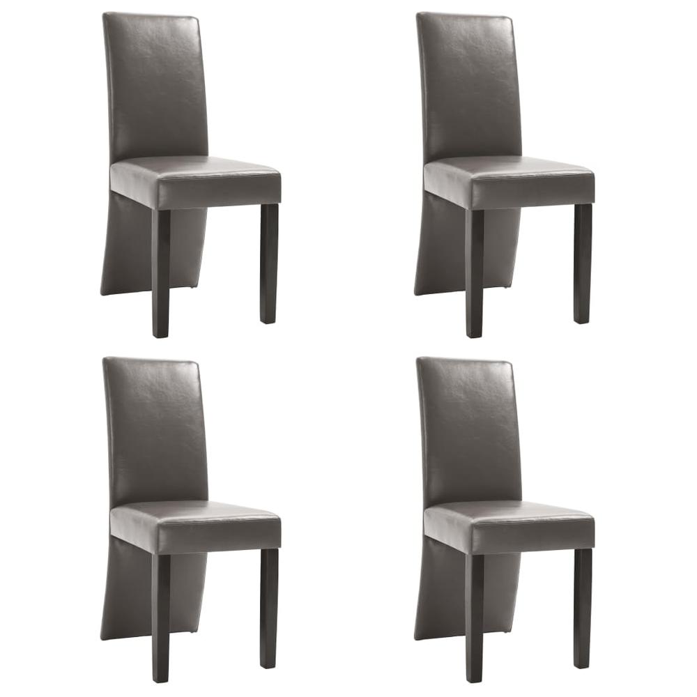 vidaXL Dining Chairs 4 pcs Gray Faux Leather, 249199. Picture 2