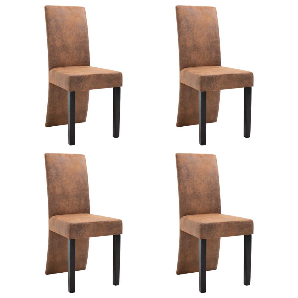 vidaXL Dining Chairs 4 pcs Brown Faux Suede Leather, 249201. Picture 2