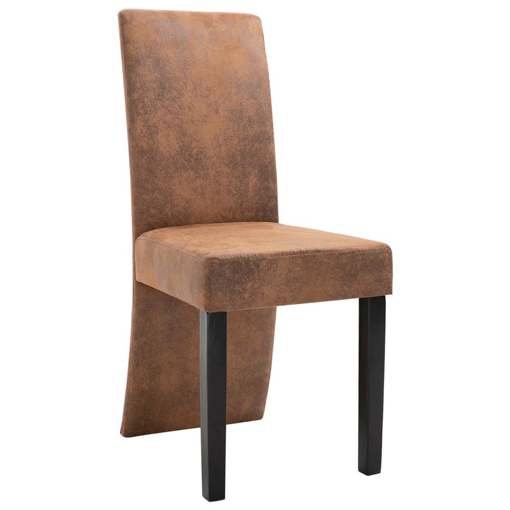 vidaXL Dining Chairs 4 pcs Brown Faux Suede Leather, 249201. Picture 4