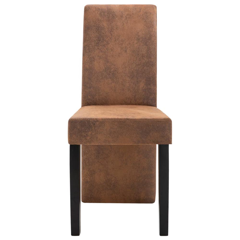 vidaXL Dining Chairs 4 pcs Brown Faux Suede Leather, 249201. Picture 5