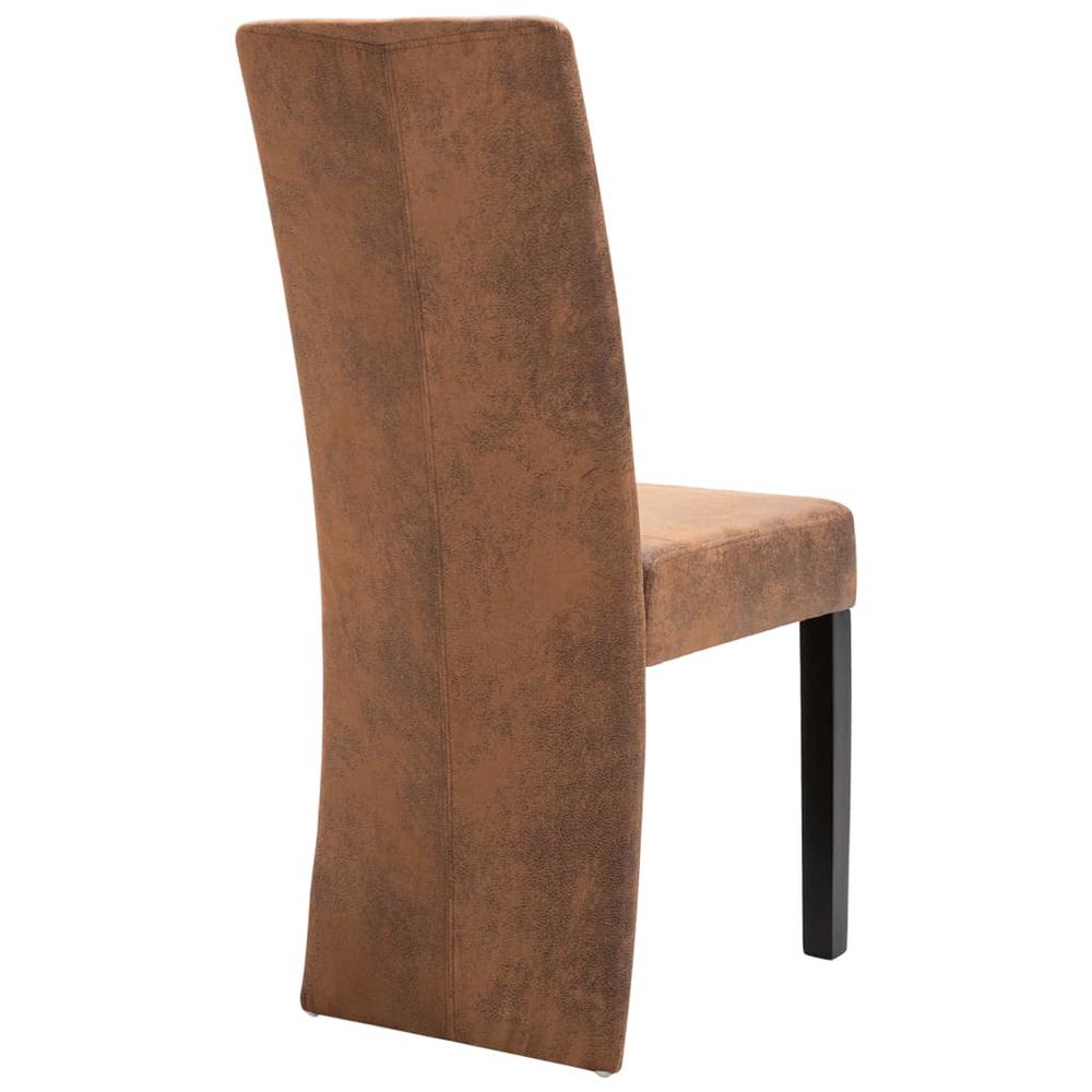 vidaXL Dining Chairs 4 pcs Brown Faux Suede Leather, 249201. Picture 7