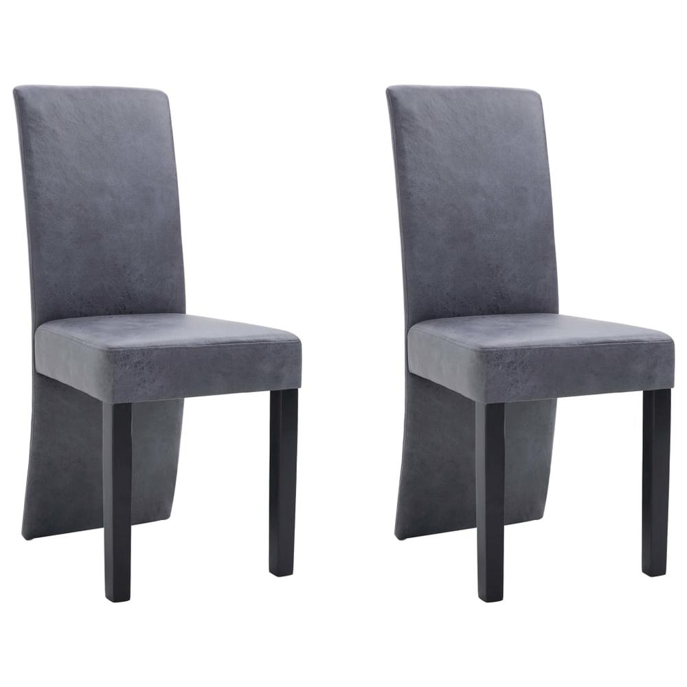 vidaXL Dining Chairs 2 pcs Gray Faux Suede Leather, 249202. Picture 2