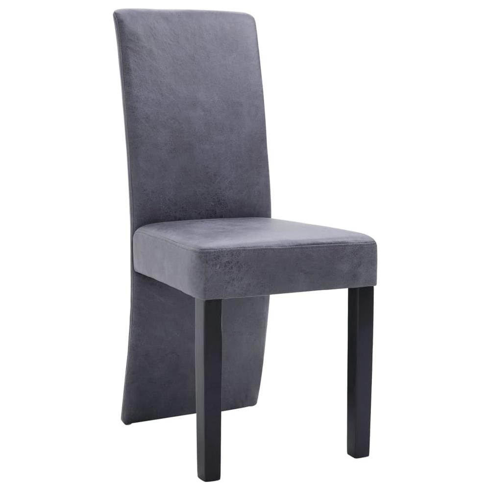 vidaXL Dining Chairs 2 pcs Gray Faux Suede Leather, 249202. Picture 4