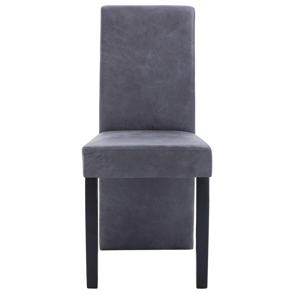 vidaXL Dining Chairs 2 pcs Gray Faux Suede Leather, 249202. Picture 5