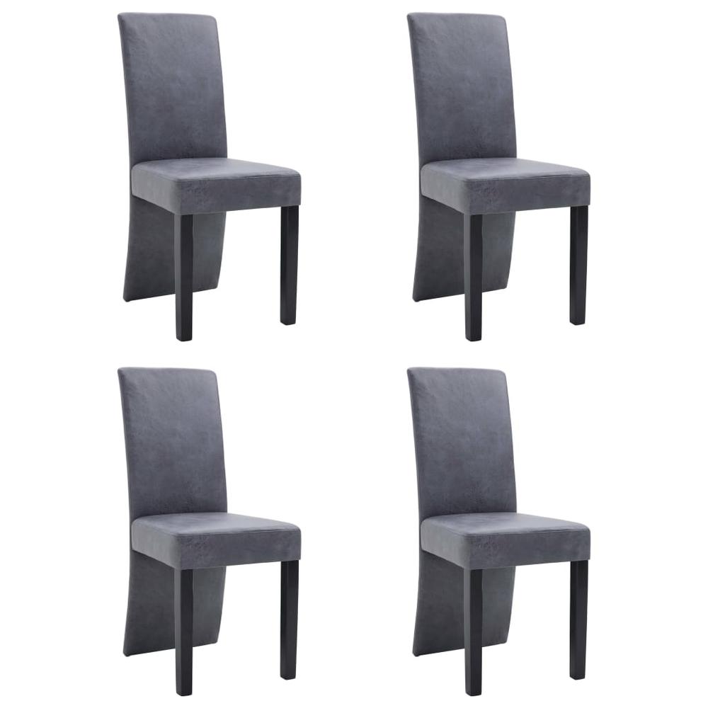 vidaXL Dining Chairs 4 pcs Gray Faux Suede Leather, 249203. Picture 2