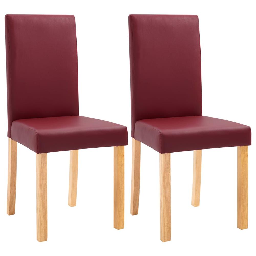vidaXL Dining Chairs 2 pcs Red Faux Leather, 249204. Picture 2