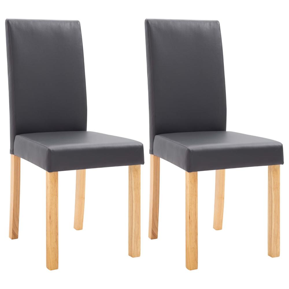 vidaXL Dining Chairs 2 pcs Gray Faux Leather, 249208. Picture 2