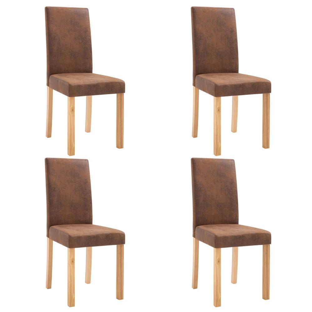 vidaXL Dining Chairs 4 pcs Brown Faux Suede Leather, 249211. Picture 2